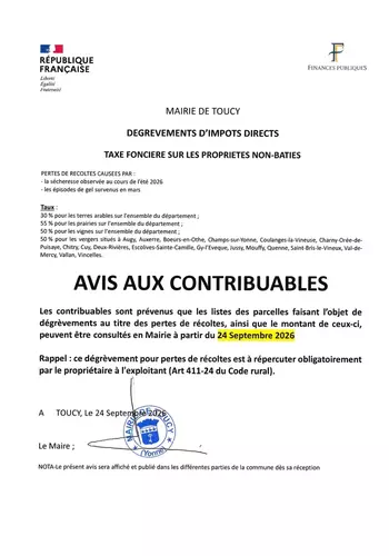 Dégrèvements d'impôts directs